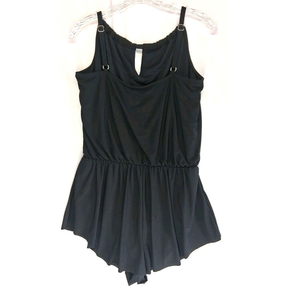 Women L One Piece Swimsuit Black Romper Shorts Resortwear Beach Modest Vacation